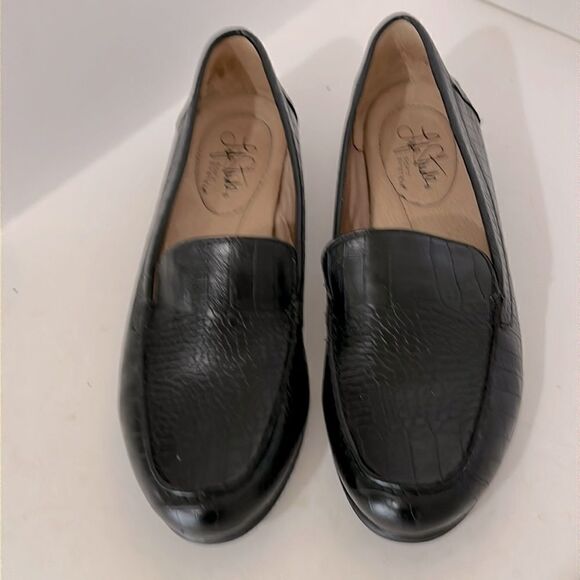 Life Stride Soft System Black Croc Embossed Loafers Size 6 - Picture 1 of 5